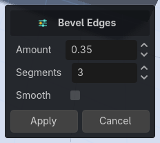 The adjust panel showing Bevel Edges parameters