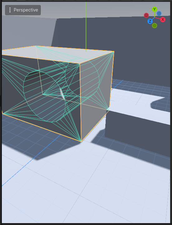 A box with a cylindrical hole subtracted, shown as editable wireframe